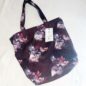 Herschel Supply Co. Mica Tote Bag Gothic Floral Zipper  Travel Purse Shopper NEW